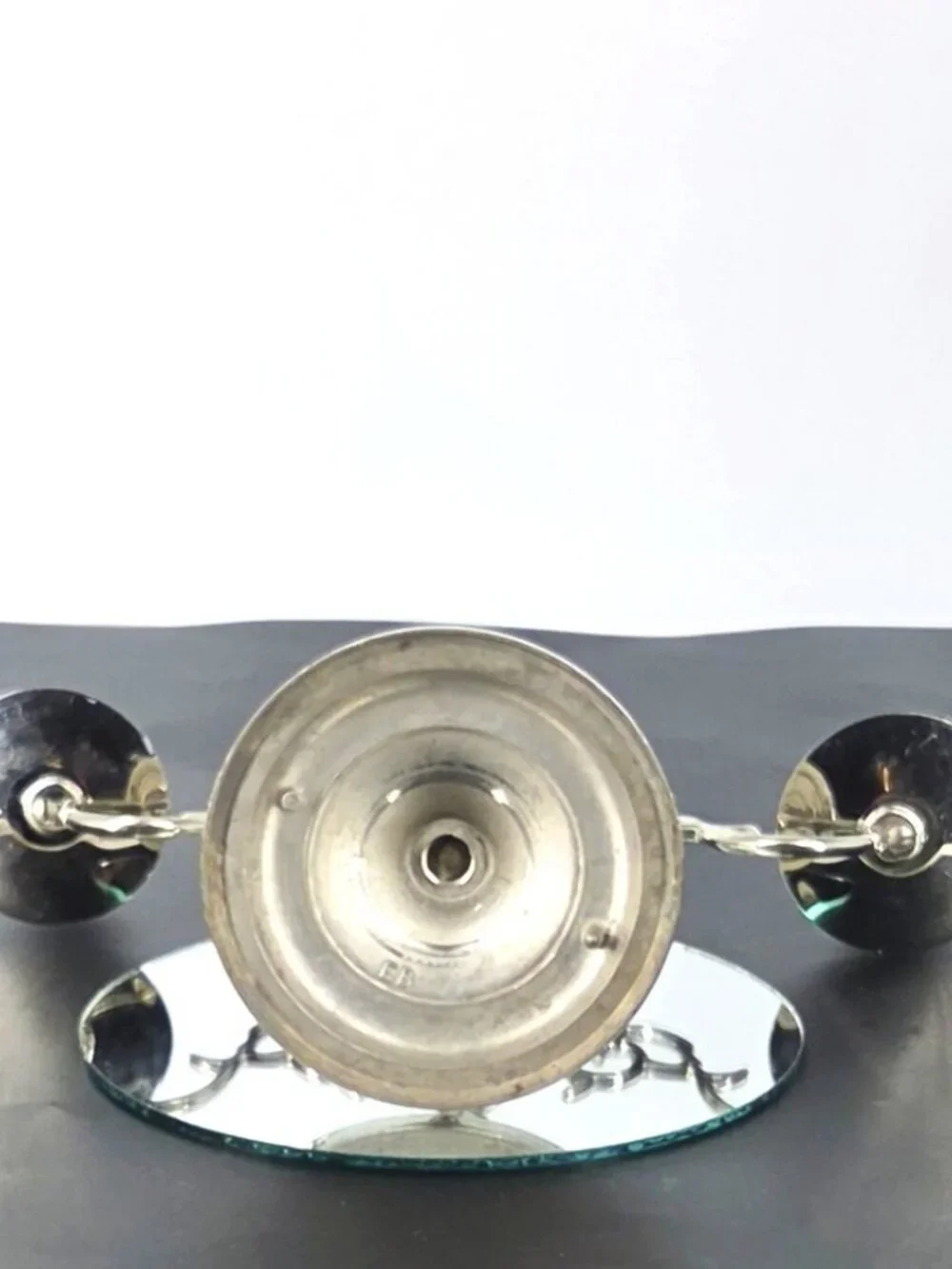 Vintage Silver Metal Ornate Scrollwork 3 Arm Candelabra Taper Candles Weighted